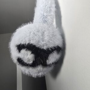 Fluffy Blush Baby Blue & Black Earmuffs
